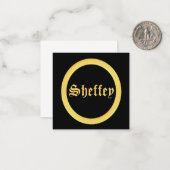 シェフィーフォント – ブラックと金ゴールド ノートカード (正面/裏面インサイチュ)