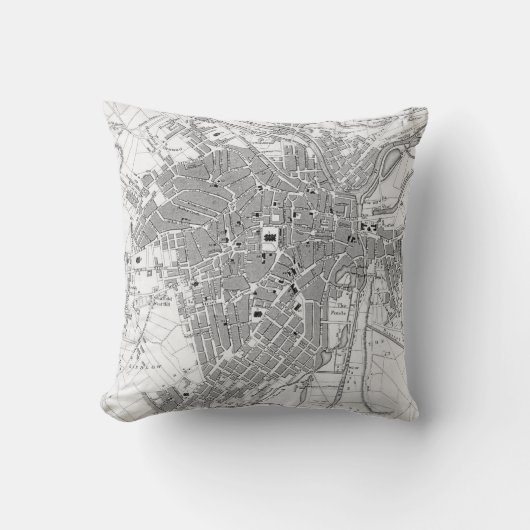 シェフィールドイギリス(1823年)のヴィンテージの地図 クッション (正面)