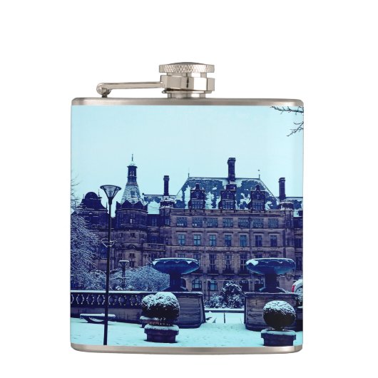 シェフィールドタウンホール、雪 フラスク (正面)