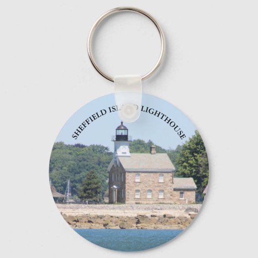シェフィールド島ライトハウス、コネチカット州キーチェーン キーホルダー (正面)