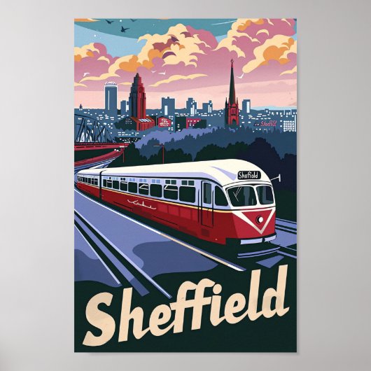 シェフィールド素晴らしイギリス旅行イラストレーション ポスター (正面)