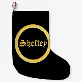 シェフィー フォント - 黒と金 スモールクリスマスストッキング
