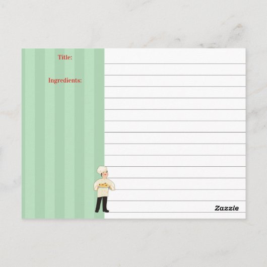 シェフイタリアンパスタスパゲッティ料理本レシピカード ポストカード (裏面)