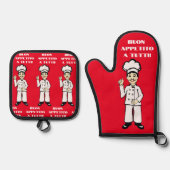 シェフイタリアンブーンappeto 鍋つかみ&鍋敷きセット (正面)