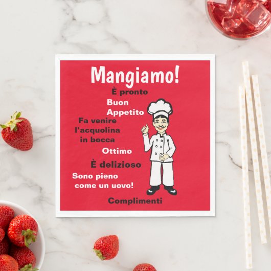 シェフイタリアン- Mangiamo スタンダードランチョンナプキン (インサイチュ)