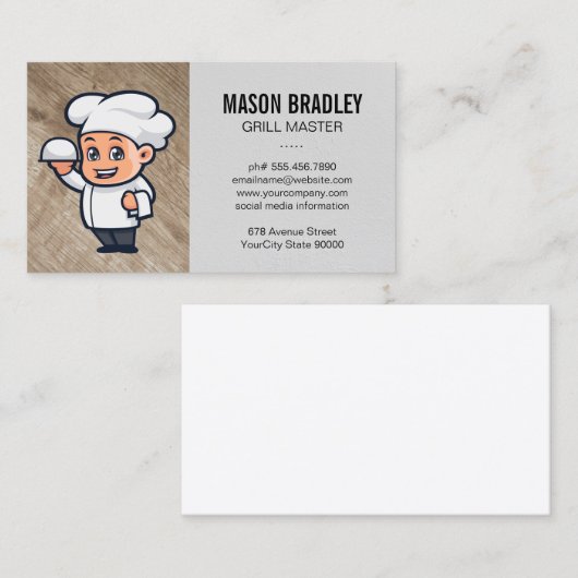 シェフイラストレーションサービングフード 名刺 (正面/裏面)