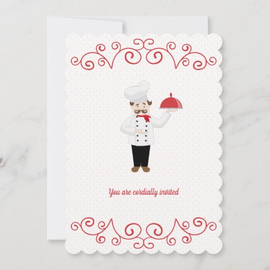 シェフインスパイアフォーマルディナースキャロップ招待状 シーズンカード (正面)