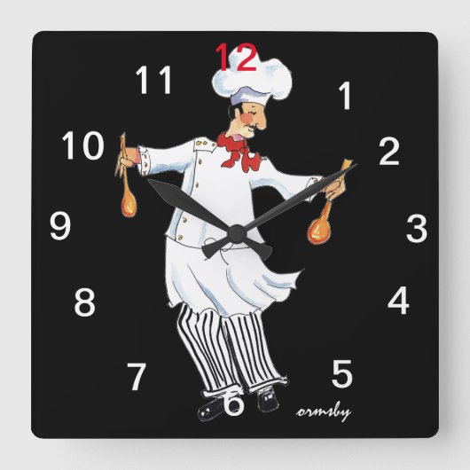 シェフウォールクロック スクエア壁時計 (正面)