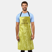 シェフエプロン名入りトロピカルパターン エプロン (着用した状態)
