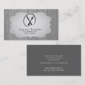 シェフエレガントケータリングレトロナイフフォークウッドグレー 名刺 (正面/裏面)