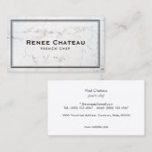 シェフエレガントフランスのケータリングパステル白大理石 名刺 (正面/裏面)