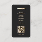 シェフエレガントブラック金ゴールドナイフプレミアモダンム 名刺 (裏面)