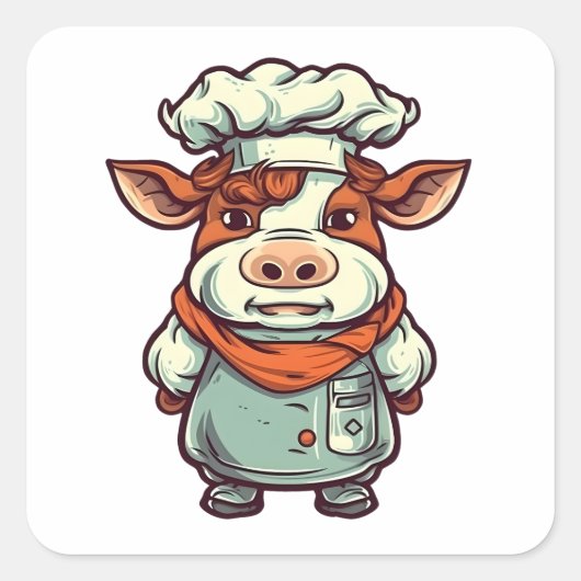 シェフカウキュートな農動物 スクエアシール (正面)