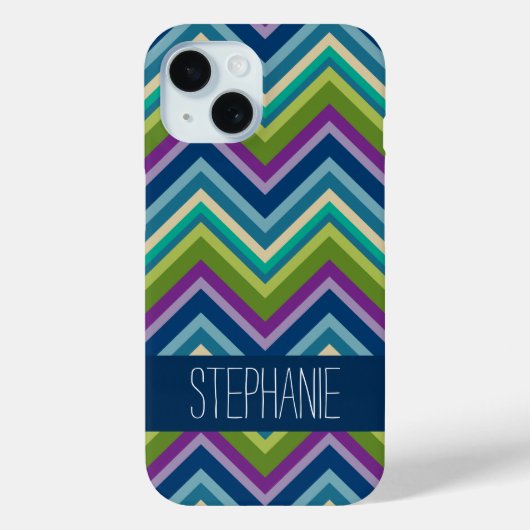 シェフカラフルロンパープルライムブルー名前をカスタムする Case-Mate iPhoneケース (裏面)