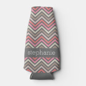 シェフカラフルロンピンクコーラルグレー名前をカスタムする ボトルクーラー (正面)