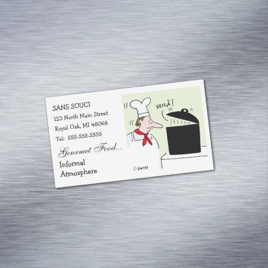 シェフカートゥーンキュートレおもしろいストランケータリング マグネット名刺 (インサイチュ)