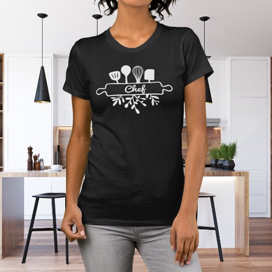 シェフキッチン用品ラインアート Tシャツ