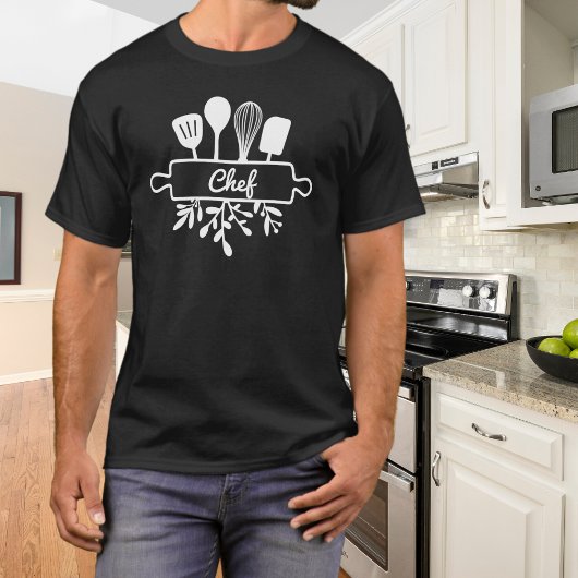 シェフキッチン用品ラインアート Tシャツ