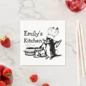 シェフキュートバニーカスタムパーソナライズされた スタンダードカクテルナプキン (インサイチュ)