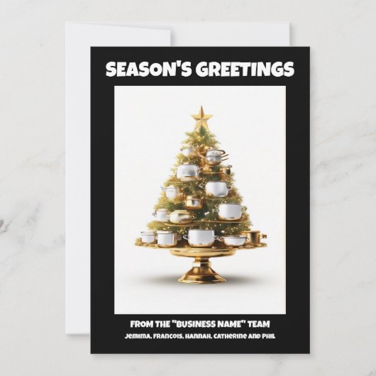 シェフクリスマスツリー休日ビジネスケータリング シーズンカード (正面)