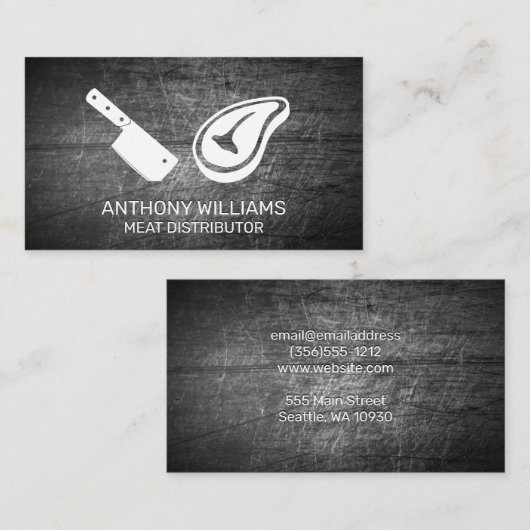 シェフクレアーステーキアイコン |スクラッチメタル 名刺 (正面/裏面)