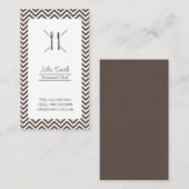 シェフケータリングプレインブラウンシェブロンストライプ 名刺 (正面/裏面)