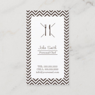 シェフケータリングプレインブラウンシェブロンストライプ 名刺