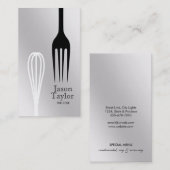 シェフケータリングレストランベイクフォークウィスクグレー 名刺 (正面/裏面)