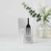 シェフケータリングレストランベイクフォークウィスクグレー 名刺 (スタンド正面)