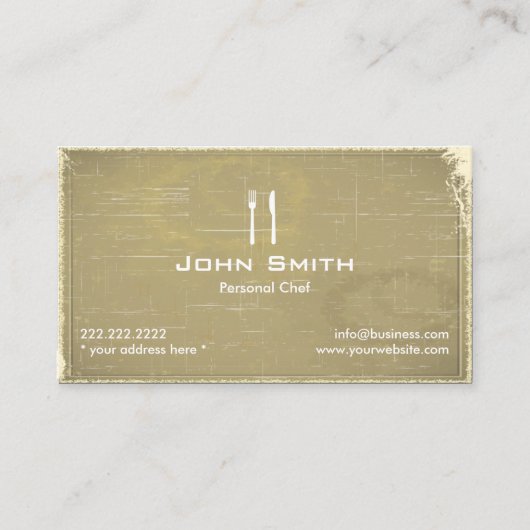 シェフケータリングレストランヴィンテージオールド紙 名刺 (正面)