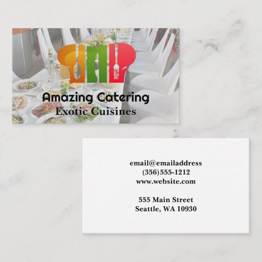 シェフケータリングロゴ |宴会の設定 名刺 (正面/裏面)