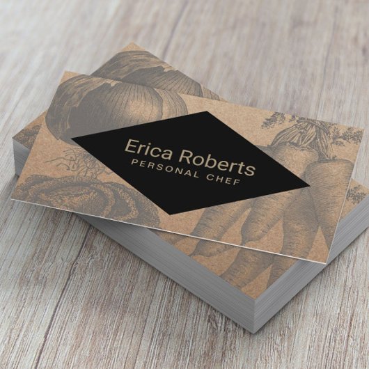 シェフケータリングヴィンテージ野菜素朴クラフト 名刺