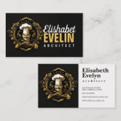 シェフケータリング金ゴールドモダンブラックキャプン657 名刺 (正面/裏面)