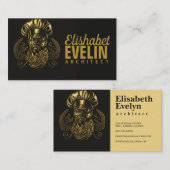 シェフケータリング金ゴールドモダンブラックブリンク432 名刺 (正面/裏面)