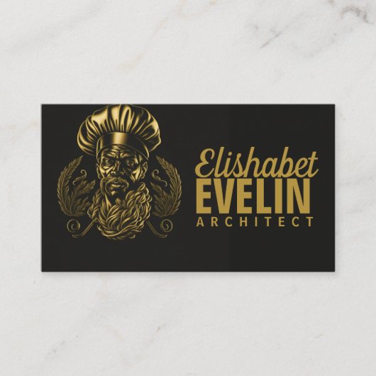 シェフケータリング金ゴールドモダンブラックブリンク432 名刺 (正面)