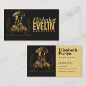 シェフケータリング金ゴールドモダンブラックブリンク507 名刺 (正面/裏面)