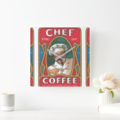 シェフコーヒーヴィンテージアールヌーボーキッチン スクエア壁時計 (ホーム)