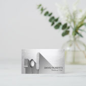 シェフシルバーウェアケータリングモダンシルバー 名刺 (スタンド正面)