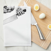 シェフスカルとシェフナイフ キッチンタオル (四つ折り)