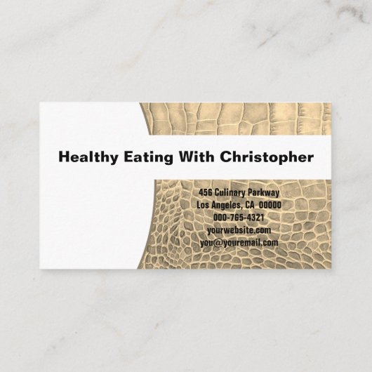 シェフタンフェイクスネークスキンレザーカスタム写真 名刺 (裏面)