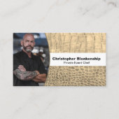 シェフタンフェイクスネークスキンレザーカスタム写真 名刺 (正面)