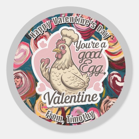 シェフチキンバレンタインデステッカー ラウンドシール (正面)