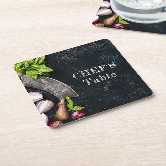 シェフテーブル素朴な料理料理パーティー スクエアペーパーコースター (アングル)