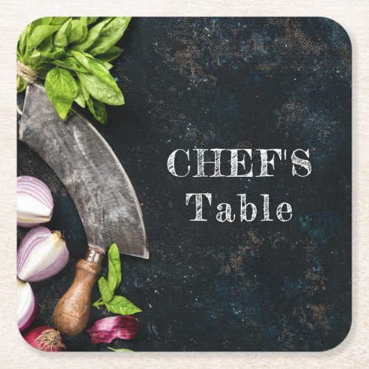 シェフテーブル素朴な料理料理パーティー スクエアペーパーコースター (正面)