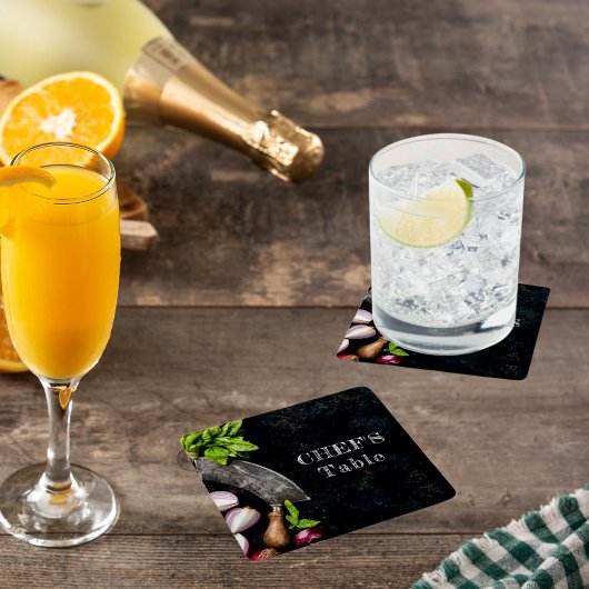 シェフテーブル素朴な料理料理パーティー スクエアペーパーコースター