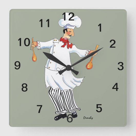 シェフトッシングウォール時計 スクエア壁時計 (正面)