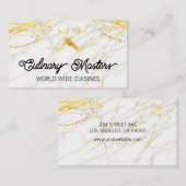シェフナイフとウィスク |大理石金ゴールド 名刺 (正面/裏面)