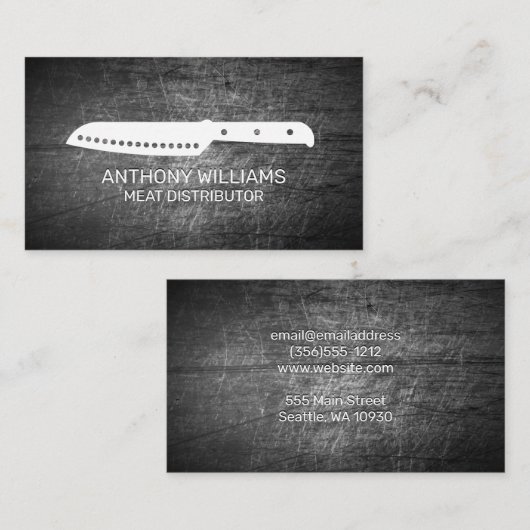 シェフナイフのアイコン | 傷ついた金属 名刺 (正面/裏面)