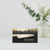 シェフナイフケータリングモダンレストランブラック&金ゴールド 名刺 (スタンド正面)