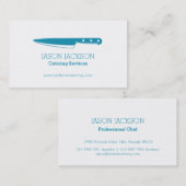 シェフナイフティール（緑がかった色）グラフィックケータリング名刺 名刺 (正面/裏面)